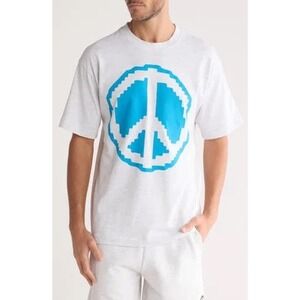 Market Pixel Peace Sign Graphic‎ Tee Crew Neck Short Sleeve T-Shirt Size Small